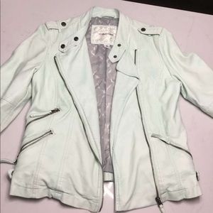 Light green leather jacket